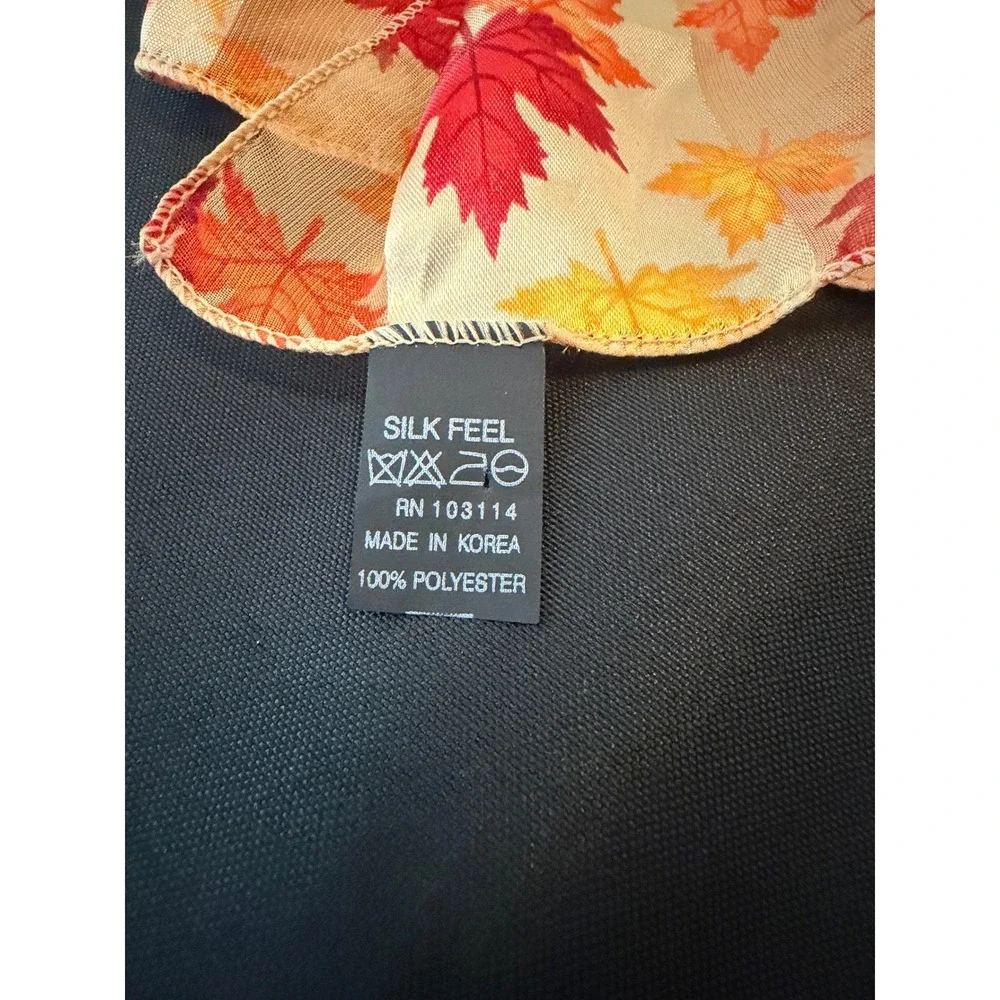 Autumn Maple Leaf Print Oblong Scarf Orange Red Yellow Silk Feel Fall Accessory